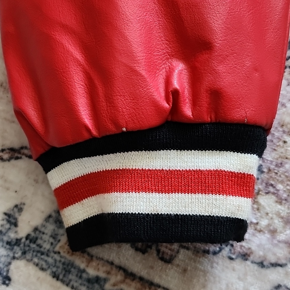 VNTG Steve & Barrys Ohio State Buckeye Faux Leather Wool Bomber Varsity Jacket M - Picture 14 of 15